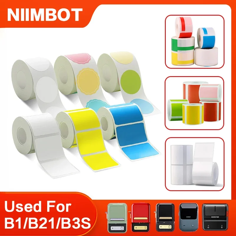 1Roll Niimbot B21 B1 B3S Printer Label Paper Roll White Sticker Print Papers Rolls Tear-proof Water Oil-proof Adhesive