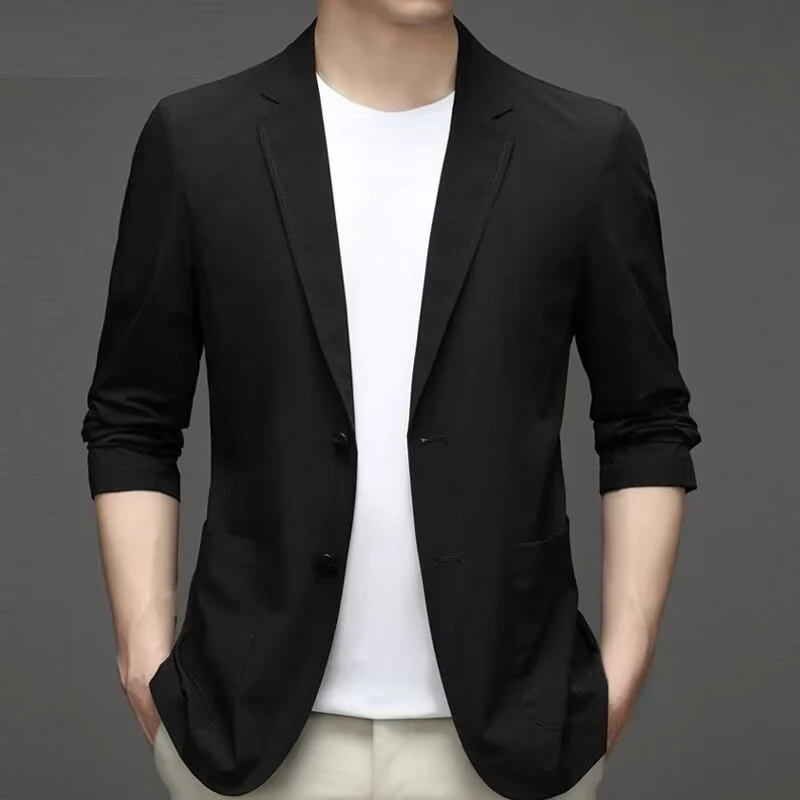 2026 New Men's Ice Silk Blazer Lightweight Casual Sun Protection Suit Jacket for Spring Summer Autumn Outdoor Office Commute