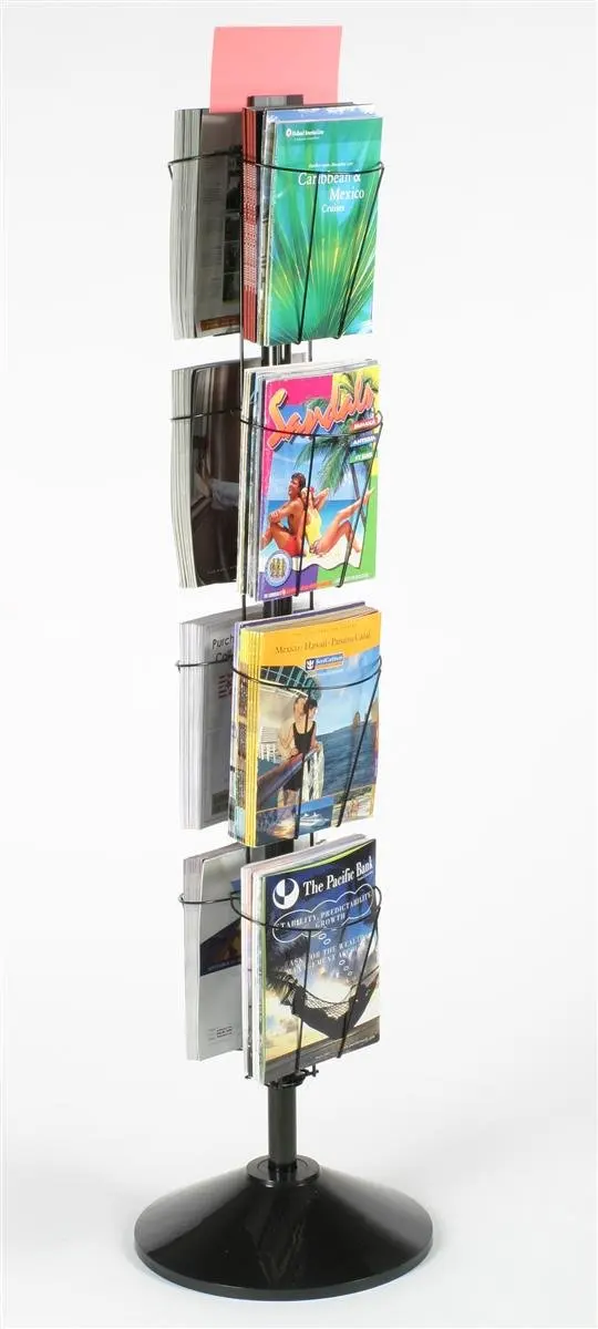 60 Inch Rotating Wire Magazine Rack with Eight Pockets