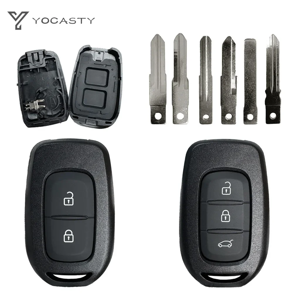 YOCASTY Car Key Shell Case For Renault Clio4 Sandero Master3 Symbol Trafic Dacia Logan Dokker Duster Vauxhall VIVARO 2 3 Buttons