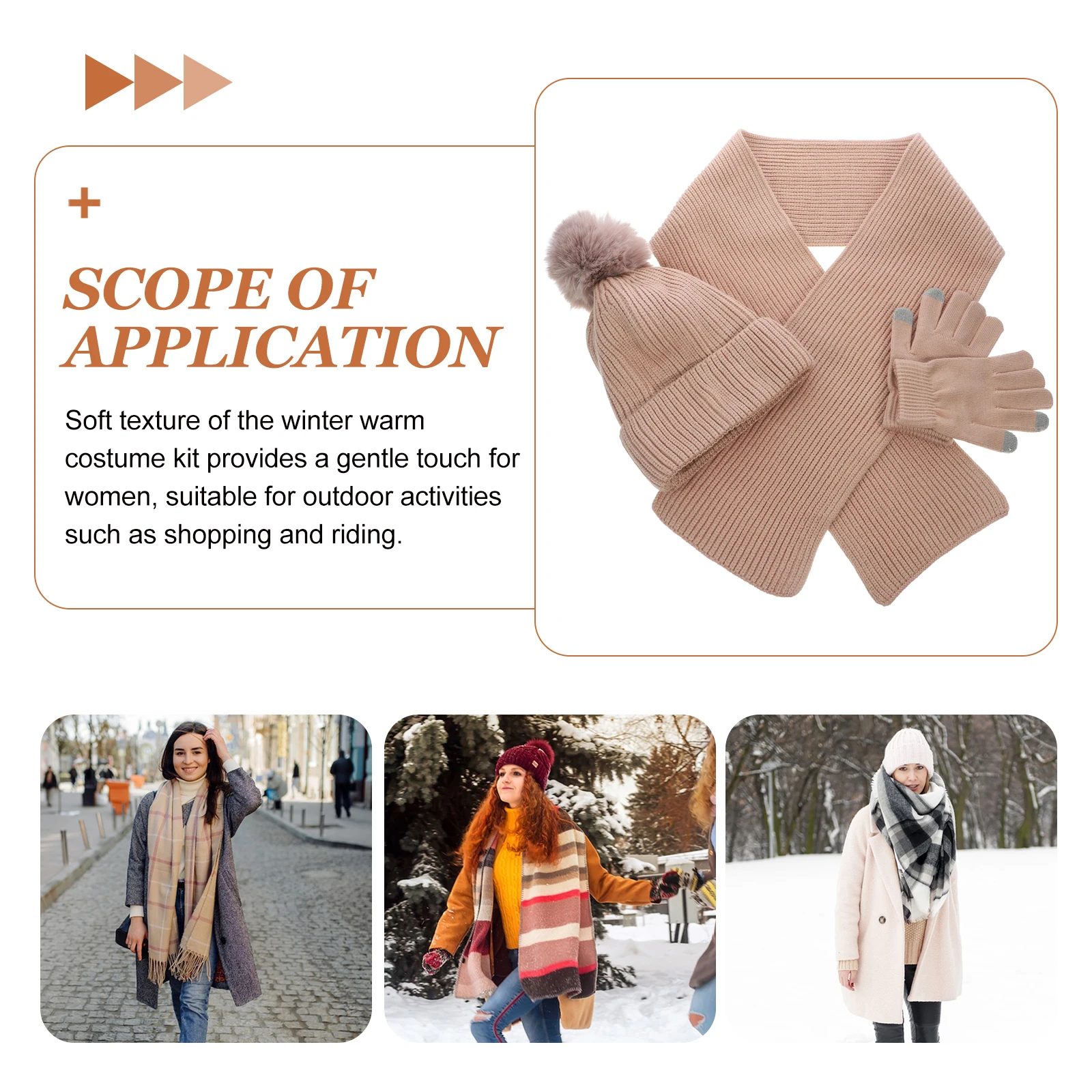

Brickless Hat Glove Set Winter Gloves Hats and for Women Yarn Thermal Scarf