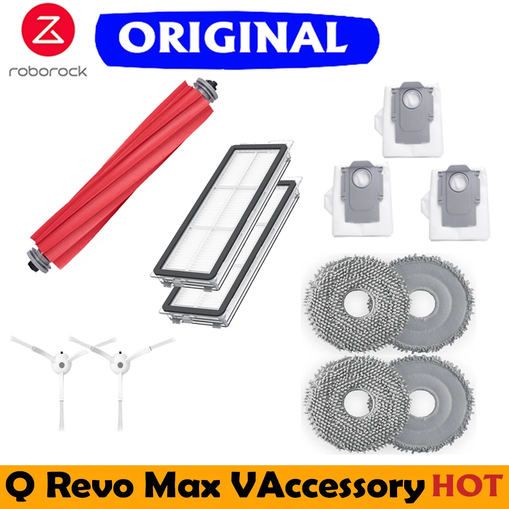 Accesorios originales roborock qrevo max v/pro/s, fregona, cepillo principal, bolsa de polvo, filtro, cepillos laterales, piezas de Robot aspirador opcionales