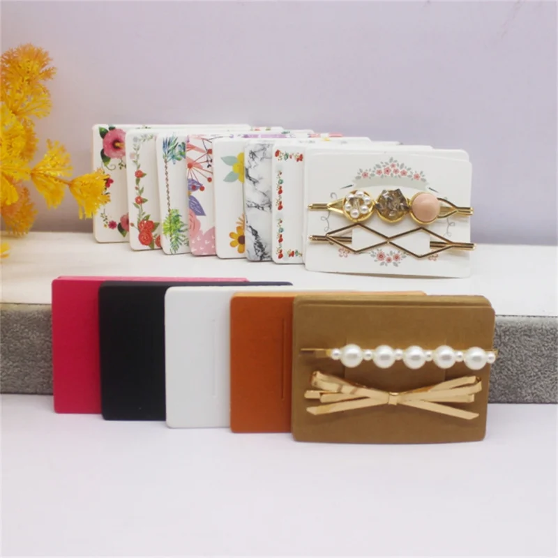 50pcs Multi Color and Multi Pattern 5x7cm Classic Hair Clip Packaging Card