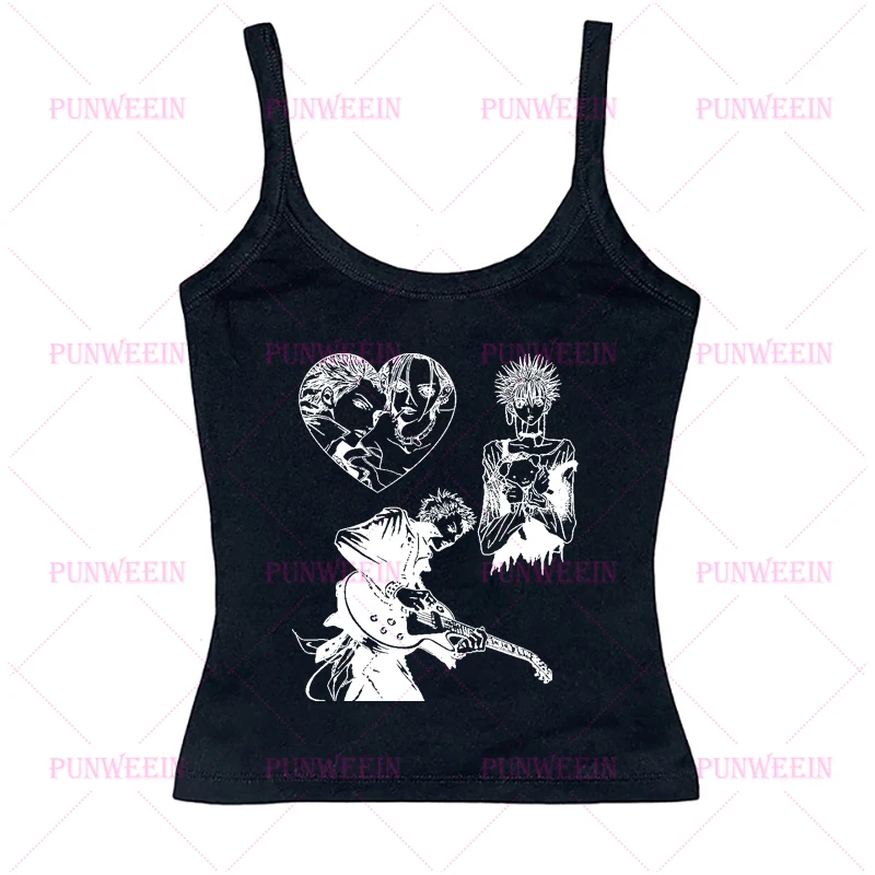 Harajuku Streetwear Japan Anime Clothes 90s Fashion Aesthetic NANA kawaii Gothic Punk Y2K style Crop Top T-shirt Short Vest Tees view 4