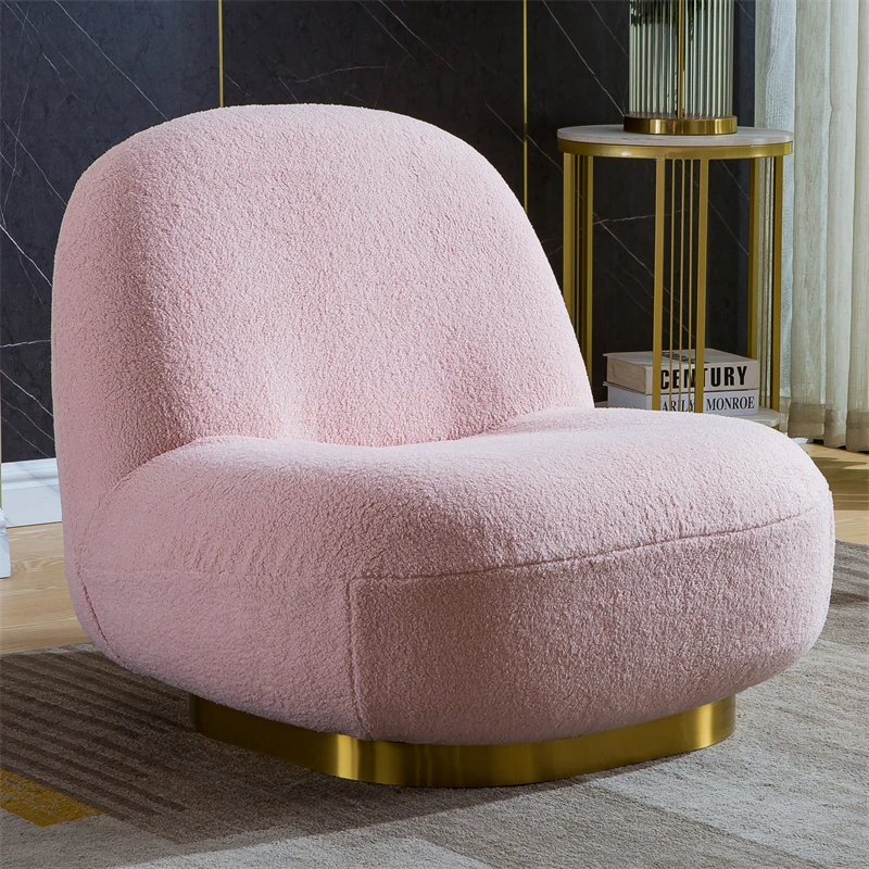 Modern Pink Luxury Living Room Home Furniture Leisure Chair Comfort Nordic Swivel Barrel Accent Single Sofa Chair