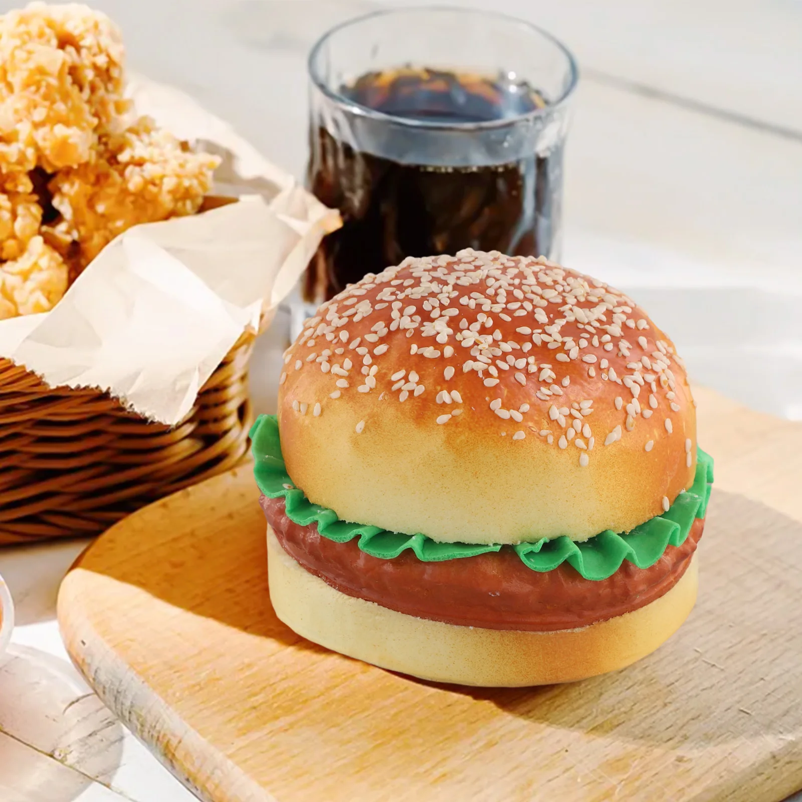3.73X3.73X2.95in Realistic Sandwich Model Simulation Burger Toy Improves Cognitive Abilities Safe PU Material Uniform Color