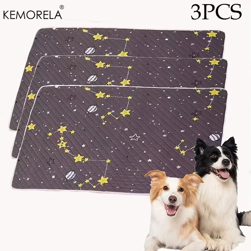 Neue 3er-Packung wiederverwendbarer, waschbarer Hunde-Pipi-Pads, auslaufsichere Trainingsmatten, schnelltrocknend nach dem Waschen, geeignet für Wohnzimmer, Garten und Auto_voghion.com
