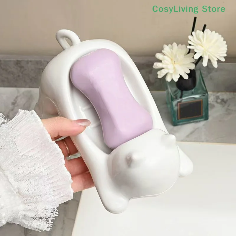 

1Pcs Cartoon Soap Dish Soap Container Storage Cat Shape Soap Box Drainable Storage Holder Dish Household Bathroom Accessories
