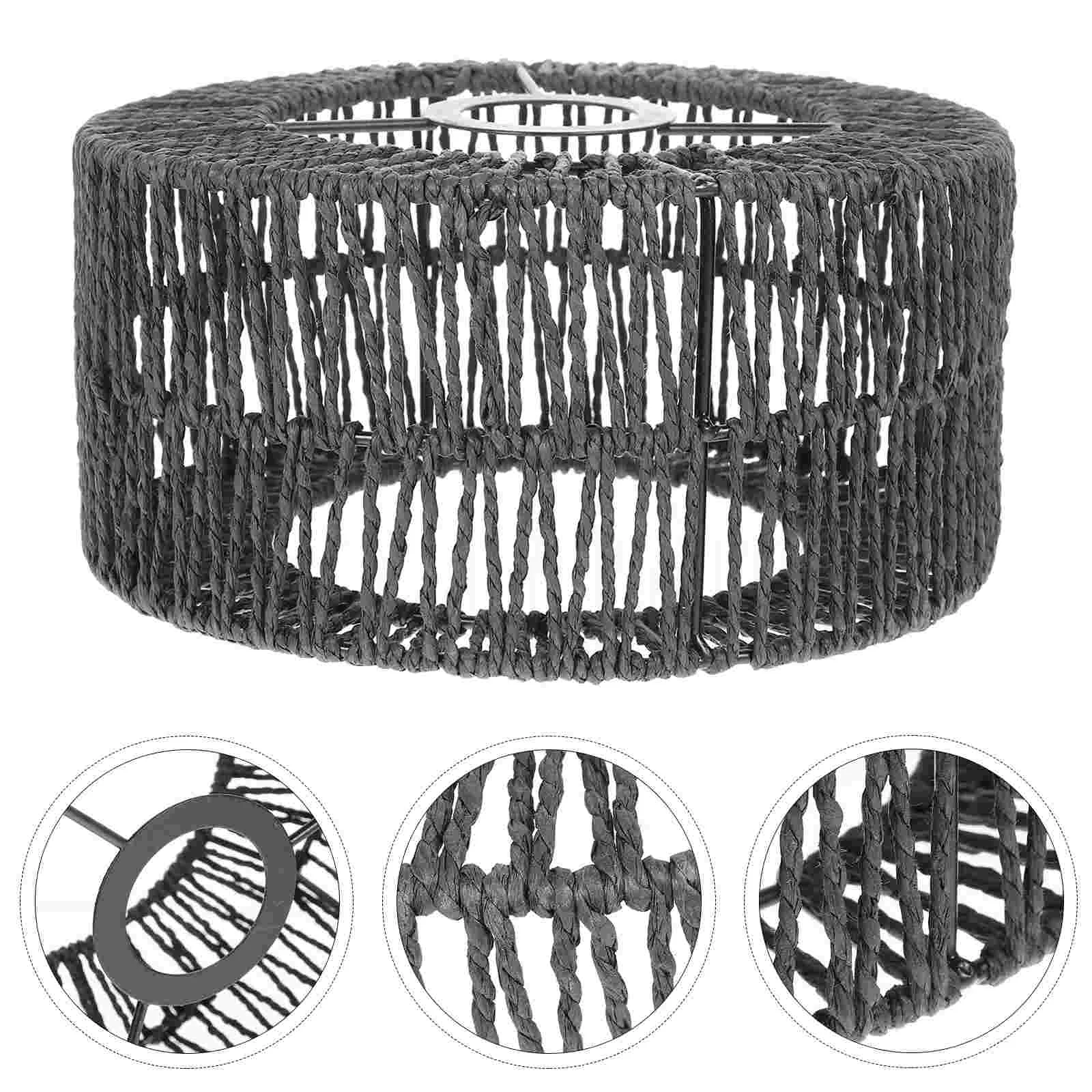 Braided Straw Rope Lampshade Small Yellow 23 414S Lightweight Rustic Woven No Burrs Safe Wear Resistant Pendant Cover For