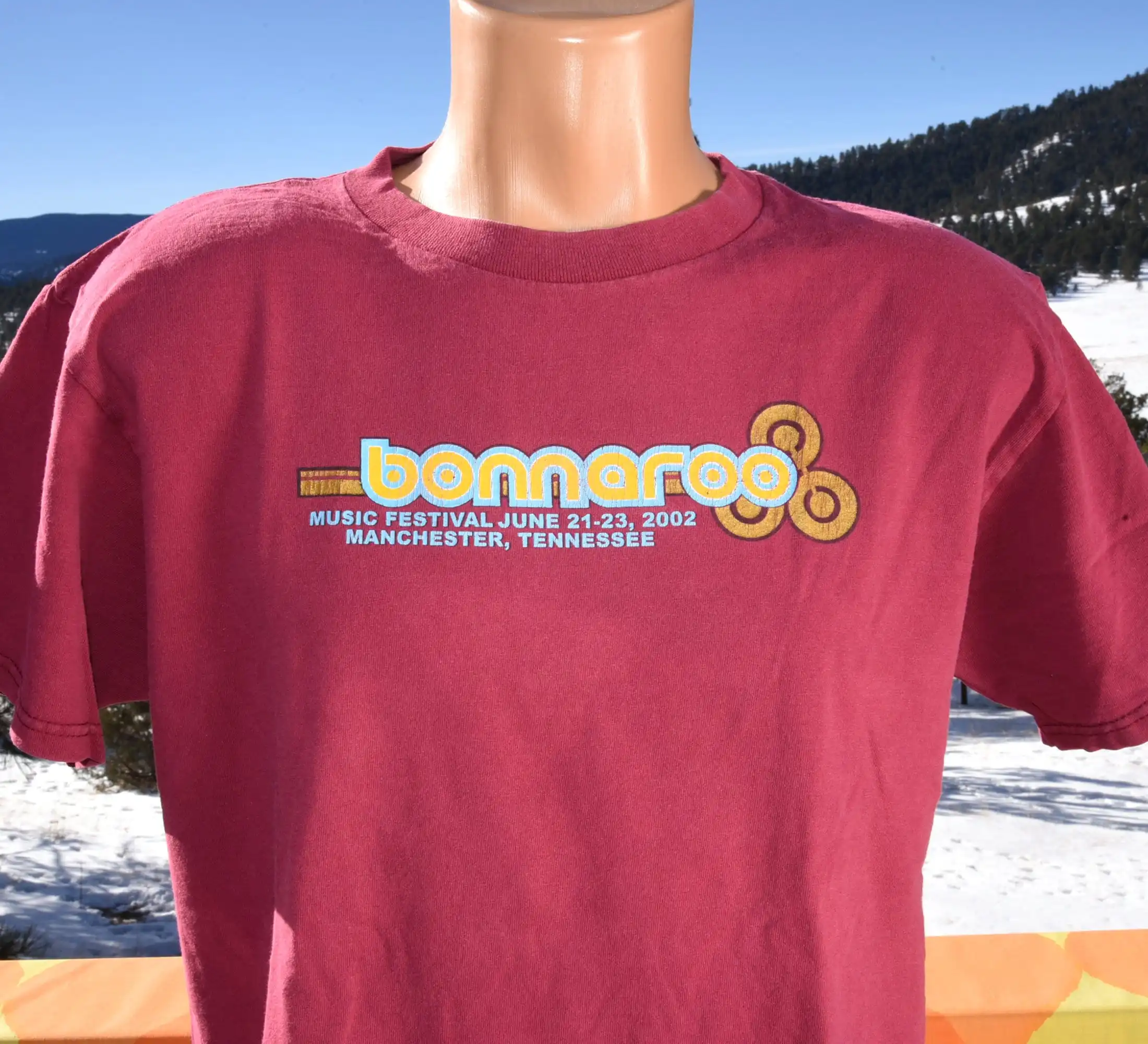 vintage 00s t shirt BONNAROO 2002 rock music tee Large festival 02 first