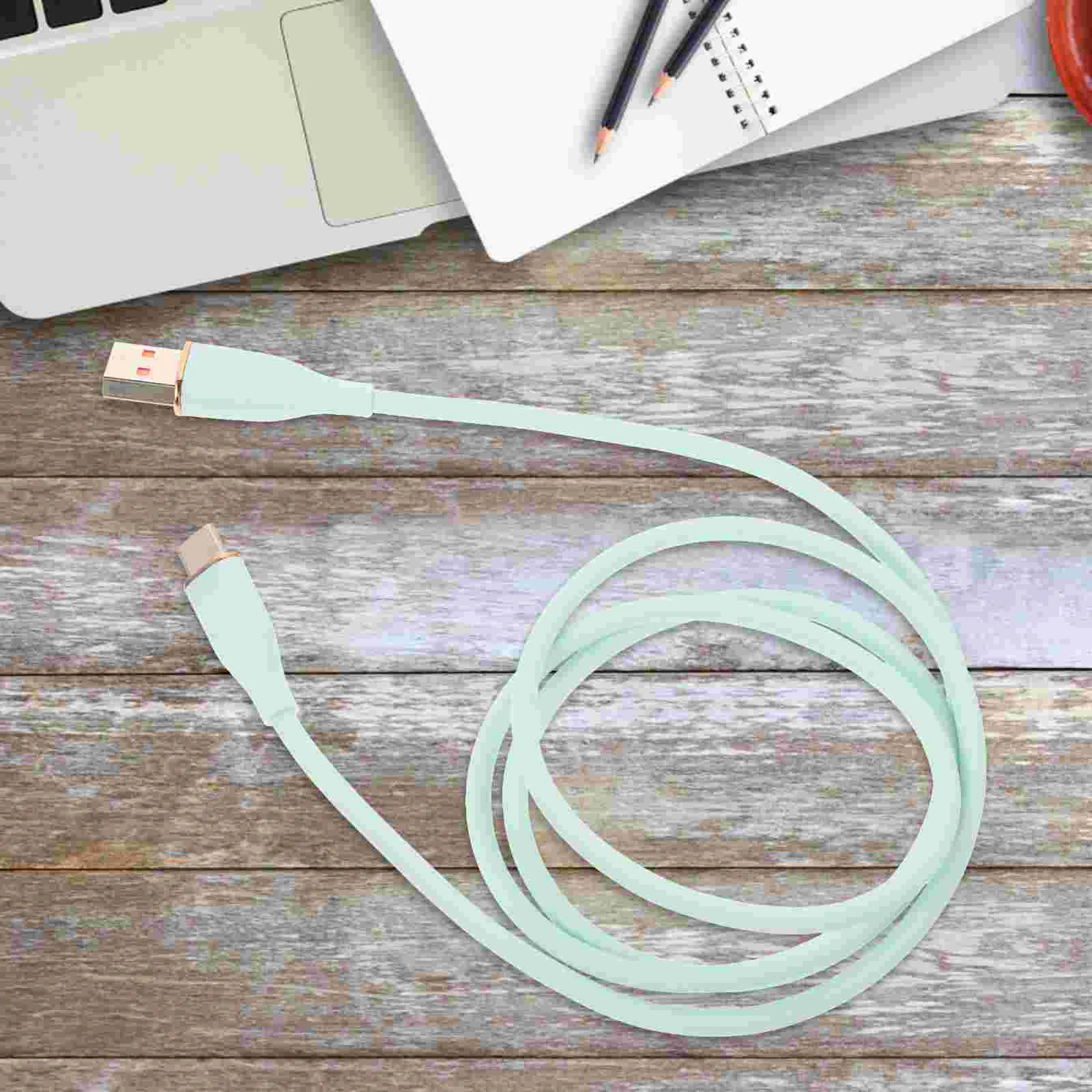 Charging Cable Data Line Long Type-c USB Flexible 120X16X1CM Durable Phone Light Green Portable Mobile Adapter