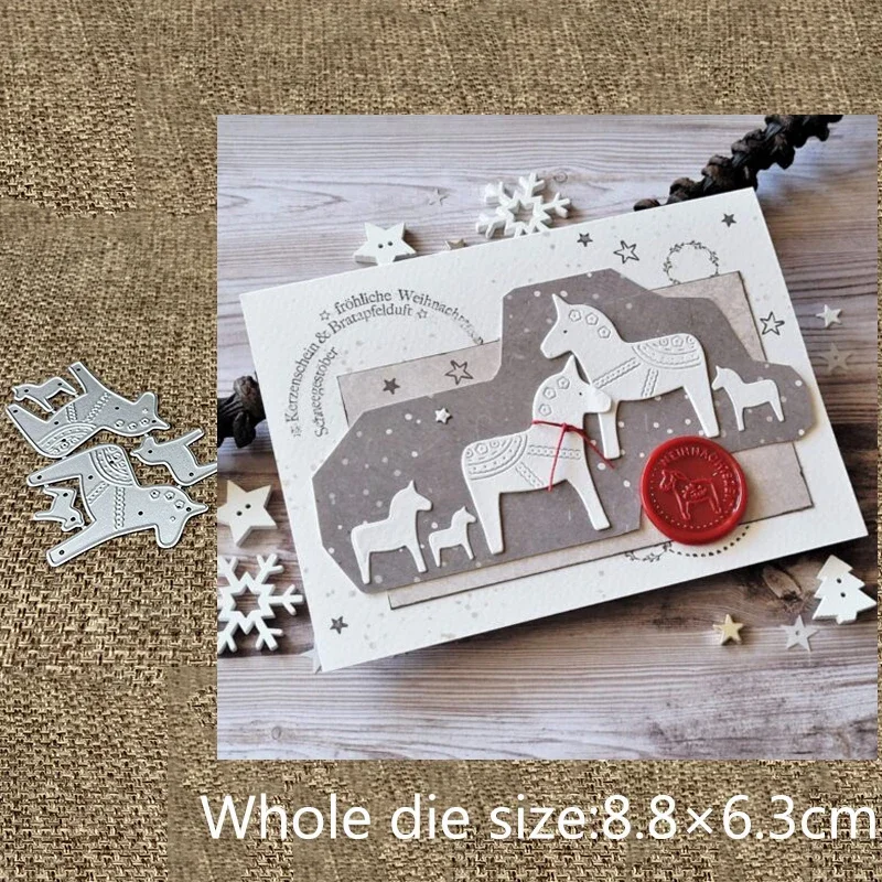 

XLDesign Craft Metal stencil mold Cutting Die Horse pony Family decoration scrapbook die cut Album Paper Card Craft Embossing