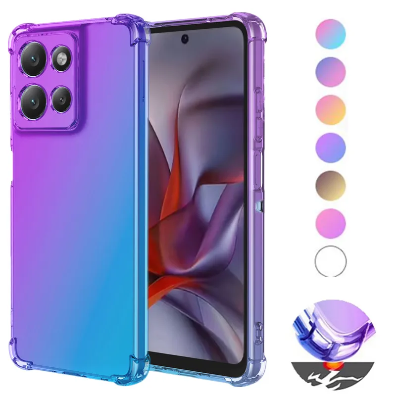 Capa Protetora Antichoque Gradiente Airbag TPU para Motorola G Play Power 2026 Stylus 5G Edge 2025 Fundas Coque Capa