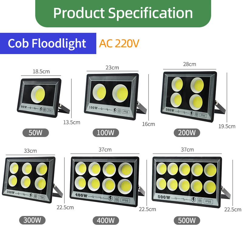 Impermeável LED Flood Light, holofotes ao ar livre, lâmpada de rua IP65, iluminação refletor de parede, 220V, 240V, 50W, 100W