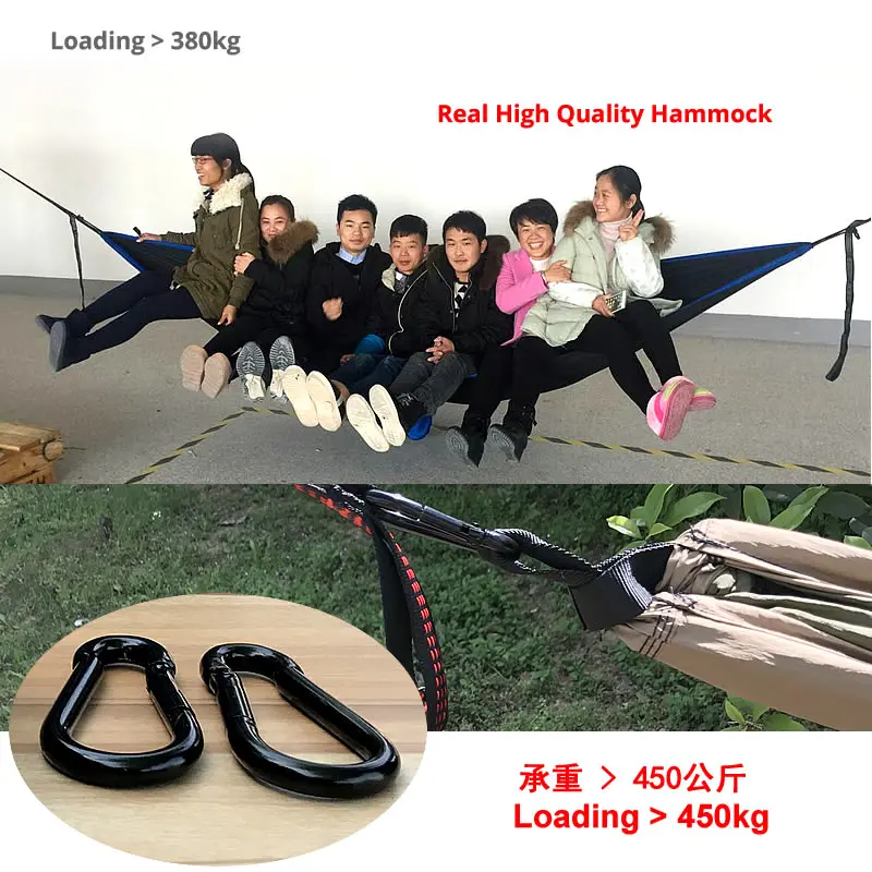 Camping Hammock Large Double Size 300 x 200 MM With 2 Tree Strap 2-3 People Nylon Parachute Camping Hammock For Hiking Travel view 4
