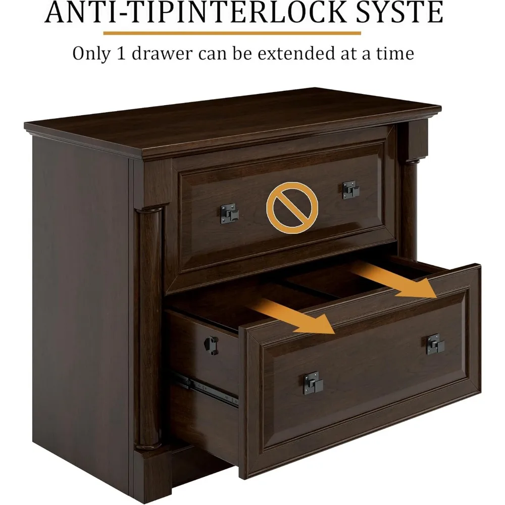 2 Drawer File Cabinet Farmhouse Lateral File Cabinet with Hanging File Folders，Fits Letter/Legal/A4 Sizes, 36.8 Large Wood