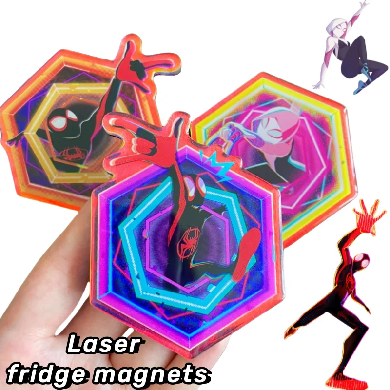 

Spider-Man: Across the Spider-Verse Gwen Stacy Movie Peripherals Creative Acrylic Laser Fridge Magnet High-value Home Decoration