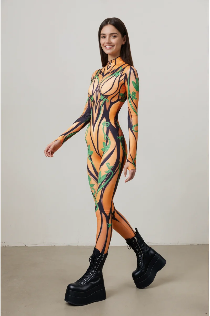 IOOTIANY Damen Schmetterling-Schlangen-Bodysuit Catsuit Tribal Halloween Party Rave Jumpsuit Festival Cosplay Performance Zentai – Detail 23