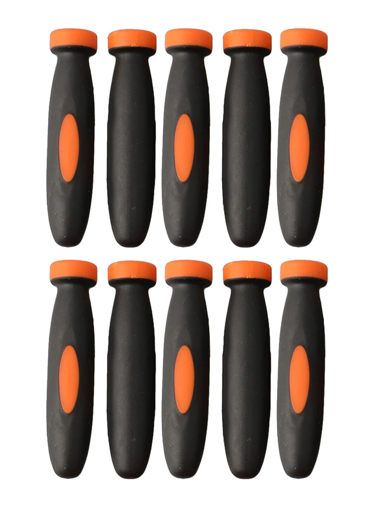 Rubber Files Handles Handles File Replacements Rubber Smooth 10Pcs 2.36Inch Black+Orange Parts For Small Files