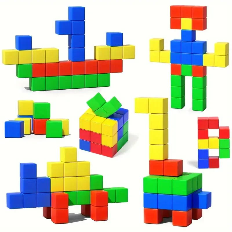 Colorful 3D learning to build my magnetic cubes, children's DIY structural cognitive magnetic toys, suitable for boys and girls