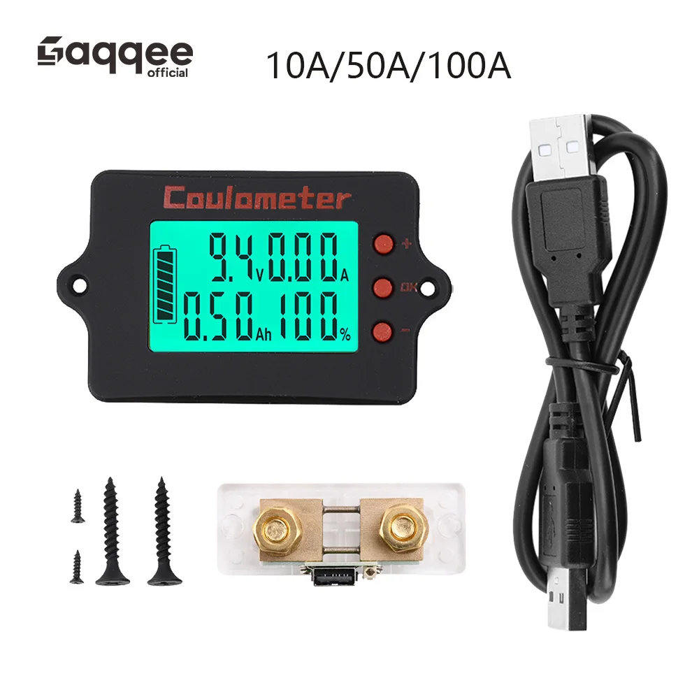 PZEM-037 Medidor de voltaje y corriente Detector de nivel de batería RV Indicador de nivel de batería Coulombmeter DC 8 ~ 120V 10A/50A/100A