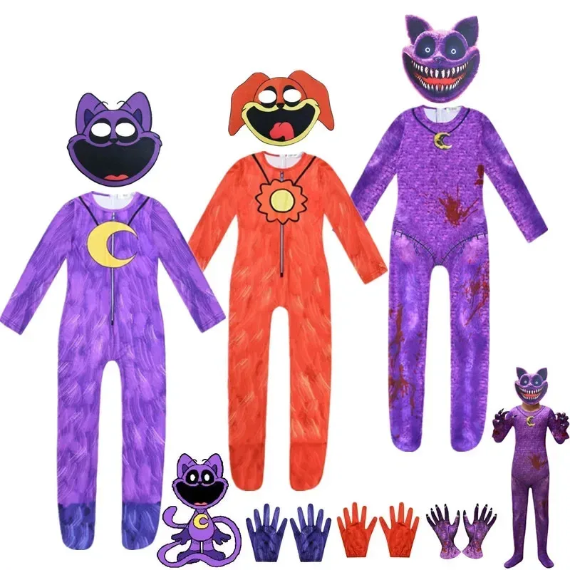 

Halloween Scary Game Smiling Critters Catnap Dogday Cosplay Costume Jumpsuit Purple Cat Anime Birthday Gift for Kid Xmas Costume