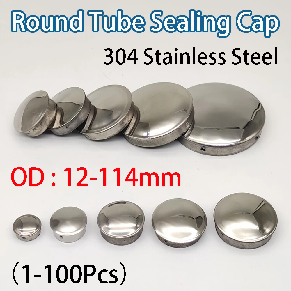 304 Stainless Steel Round Steel Pipe Hole Plug Insert End Cap Non Welding Plug Inner Plug Head Cap Decorative Cap OD12-114mm