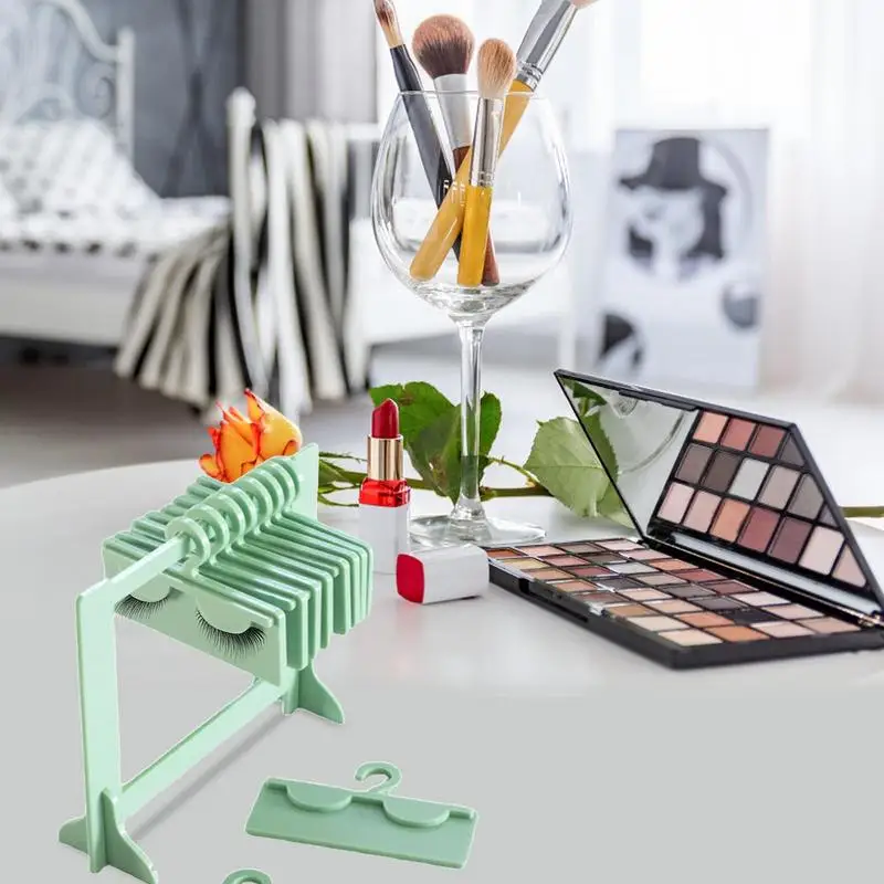 Acrylic Eyelash Hanger Rack Mini Eyelashes Storage Holder Display Stand With 10pcs Coat Hangers Tabletop Organizer Gifts