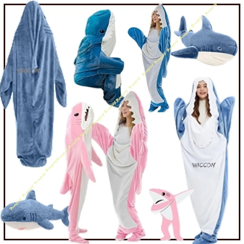 

Костюмы для косплея, пижамы с изображением акулы, милое одеяло для взрослых, комбинезон, носимый мягкий фланелевой спальный мешок, противоударное одеяло для девочек и мальчиков