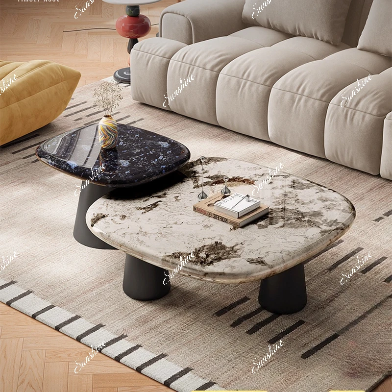 Creative light luxury high-end square coffee table living room home coffee table combination