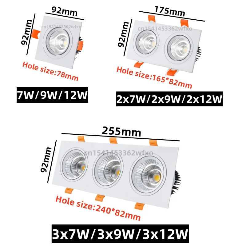 Dimmable LED downlights COB spotlights embedded sky lights AC110V-220V living room kitchen indoor lighting commercial home bulb