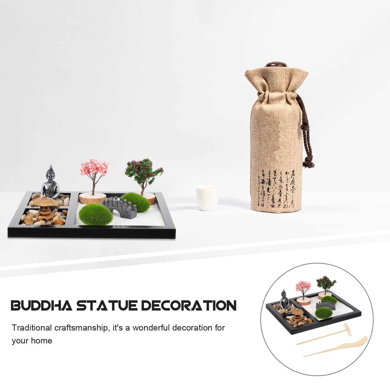 

1 set 1 Set Chinese Buddha Statue Resin Ornaments Sand Table Decor Desktop Handicraft Home Office Decoration Aroma Holder