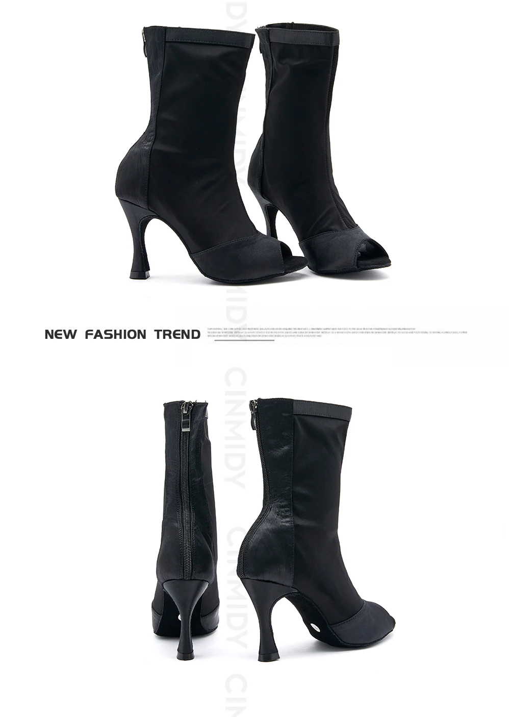 CINMIDY Stretch-Stoff Tanzstiefel Damen Ballroom Latin Tanzschuhe Damen Weichsohlen Jazz High Heels Schuhe zum Tanzen – Detail 2