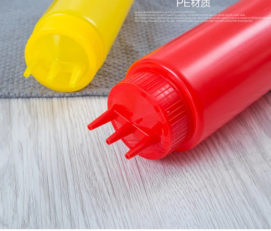 PE Squeeze Bottle Three Holes Condiment Dispenser Sauce Vinegar Ketchup Cruet Sauces Container Tomato Sauce Mustard Bottle