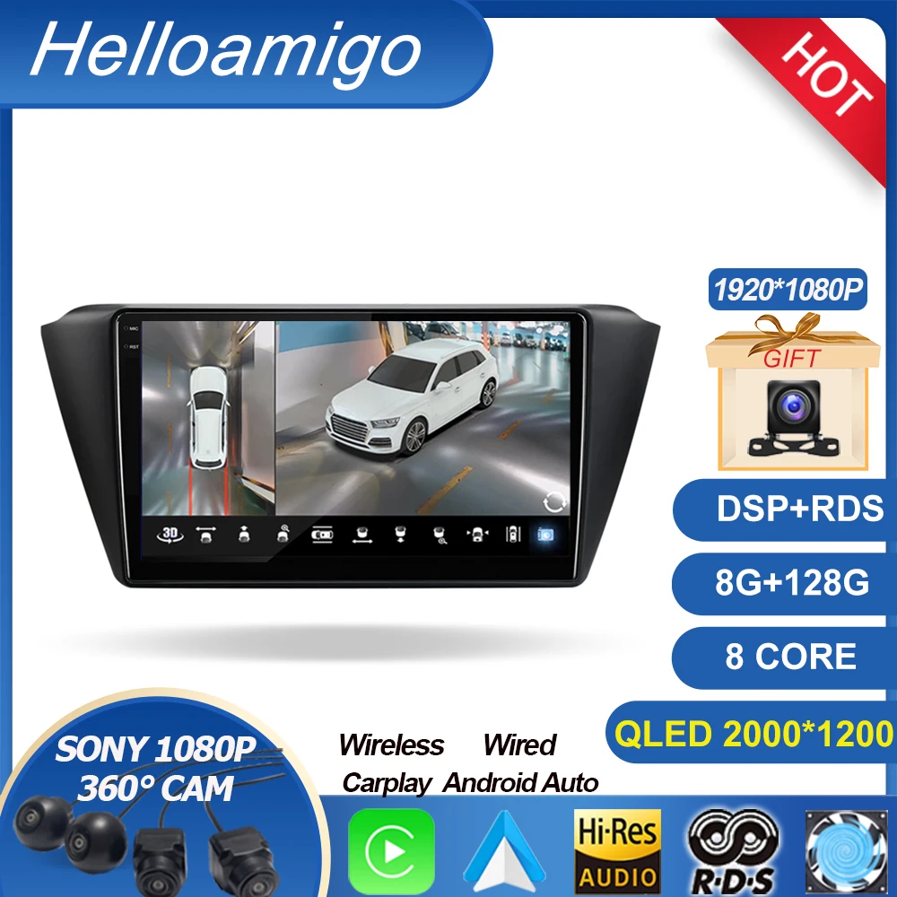 

For Skoda Fabia 3 III 2015-2019 QLED DSP Android 13 Screen Auto Radio Stereo Car Multimedia Video Player 2din Carplay GPS DVD