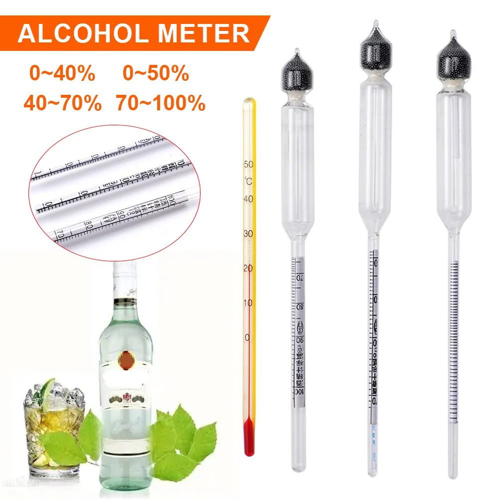 Professionelle Alkohol Meter Detektor Set Werkzeug 0-100% Alkoholmeter Tester Für Wodka Whisky Wein Alkoholmeter Konzentration Meter