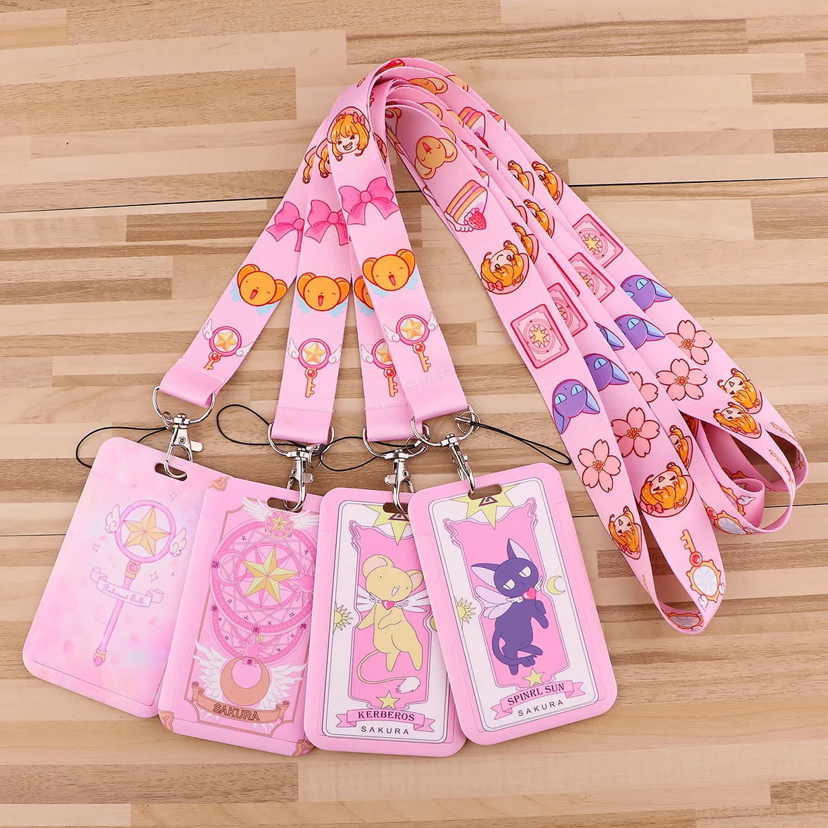 Anime Card Case Keychain Kawaii Cat Lanyard for Key ID Card Gym Cell Phone Straps USB Badge Holder Cosplay Props Gift