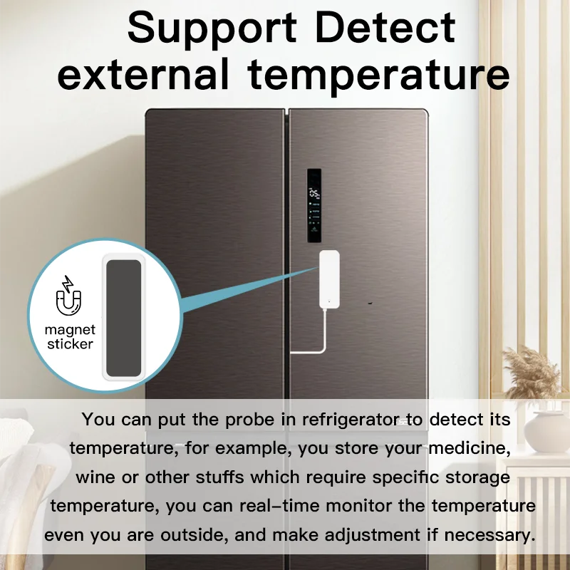 Imagem -03 - Tuya Wifi Sensor de Temperatura e Umidade Sonda Externa Higrômetro Doméstico Inteligente Monitoramento de Aplicativos Plantas Aquário Janela