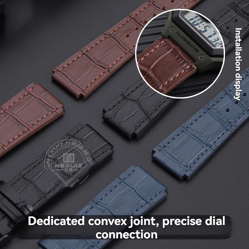 Ремешок для часов из воловьей кожи 18 мм подходит для Casio, маленький квадратный цепочка для часов серии AE-1200/1300, мягкий специальный ремешок из воловьей кожи