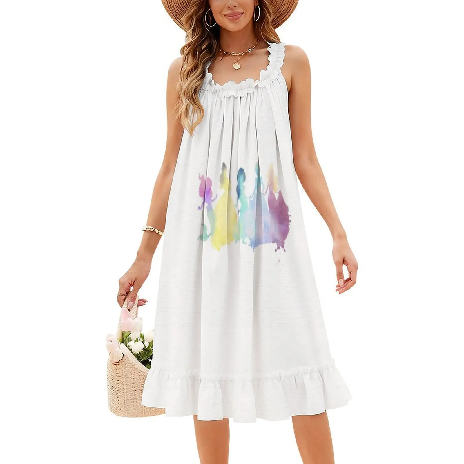 فستان الأميرات الأزهار سموك للنساء لربيع وصيف فستان كاجوال للحفلات والأميرات الأميرة حسناء أريال #4