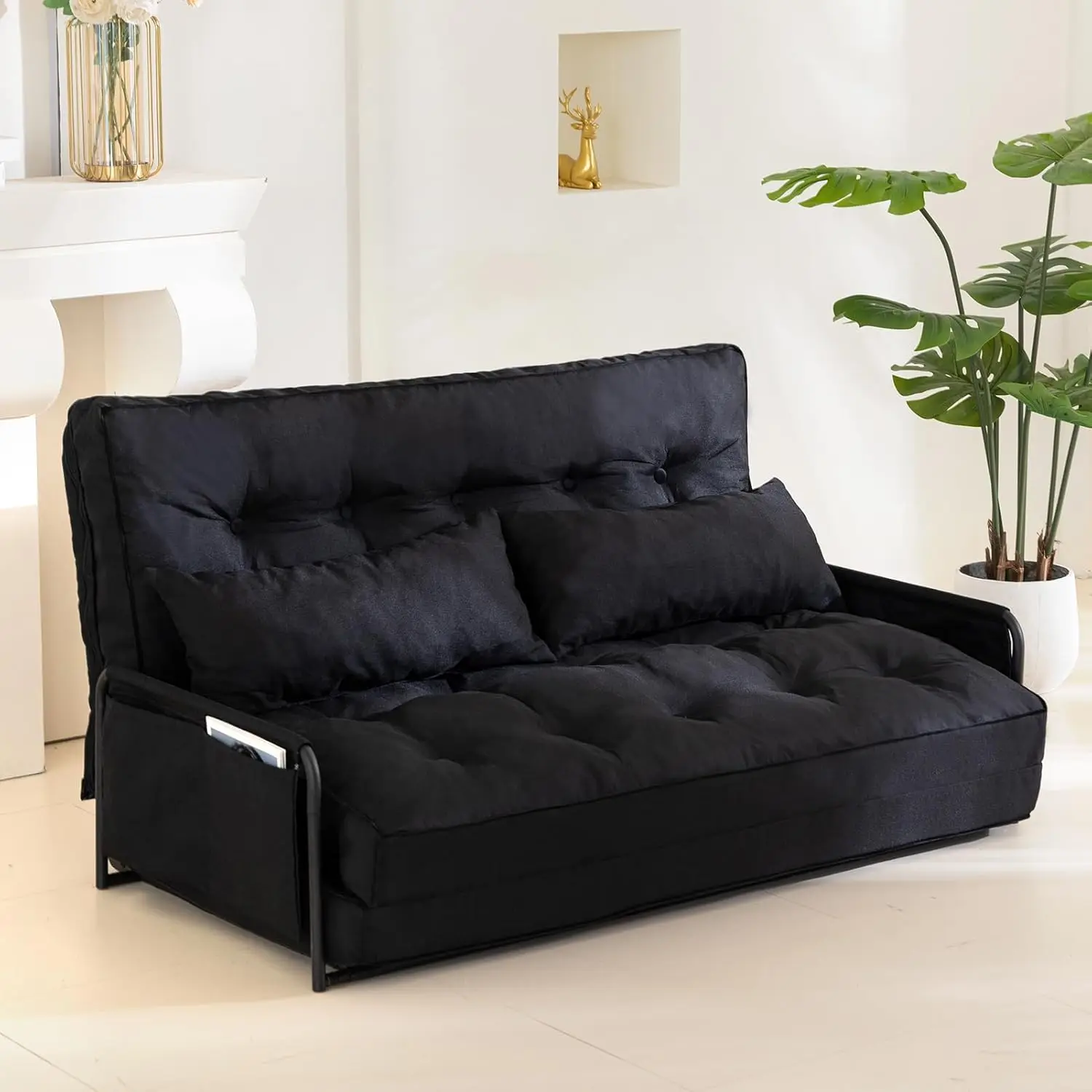 Yoshoot Adjustable Lazy Floor Sofa, Folding Couch Bed With 5 Positions Adjustable Backrest, Convertible Bean Bag Sofa Bed Couch