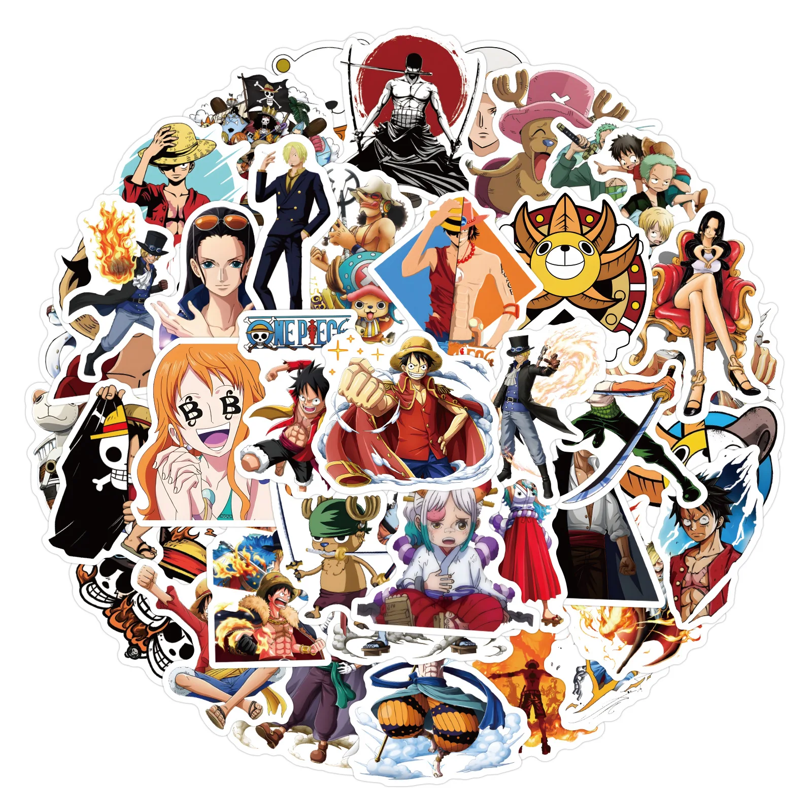 50pcs One Piece Monkey D Luffy Cartoon Character Waterproof Sticker Kid Toy PVC Notebook Phone Stickers Decoration Supplies