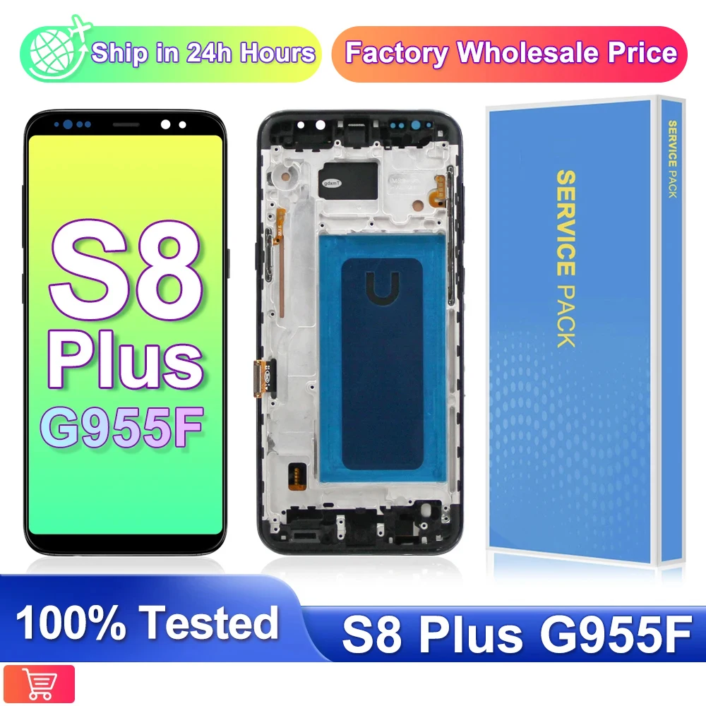 

100% Tested TFT 6.2" For Samsung Galaxy S8 plus LCD Display Touch panel Digitizer G955 G955F G955fd G955F G955 Screen With Frame