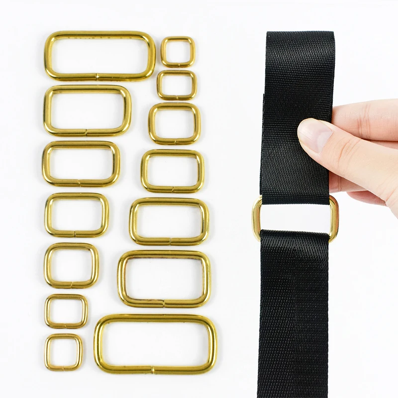 

2-10Pcs 14-50mm Solid Brass Square Ring Buckles Bag Strap Metal Connect Clasp Dog Collar Loops DIY Bags Hardware Accessories