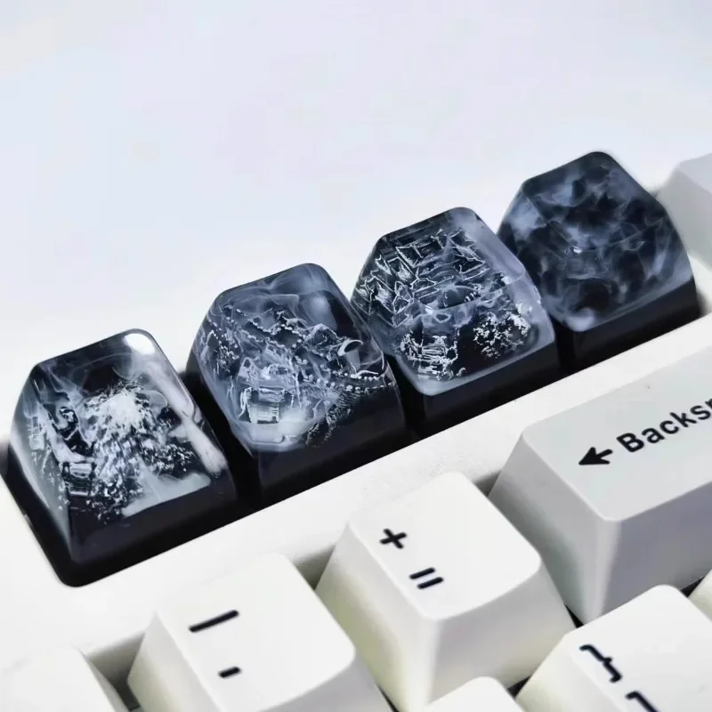 Mountain Key Cap Transparent Resin Ink Wash Style Keyboard Caps Custom Key Caps for Mechanical Keyboard Accessories MX Switch