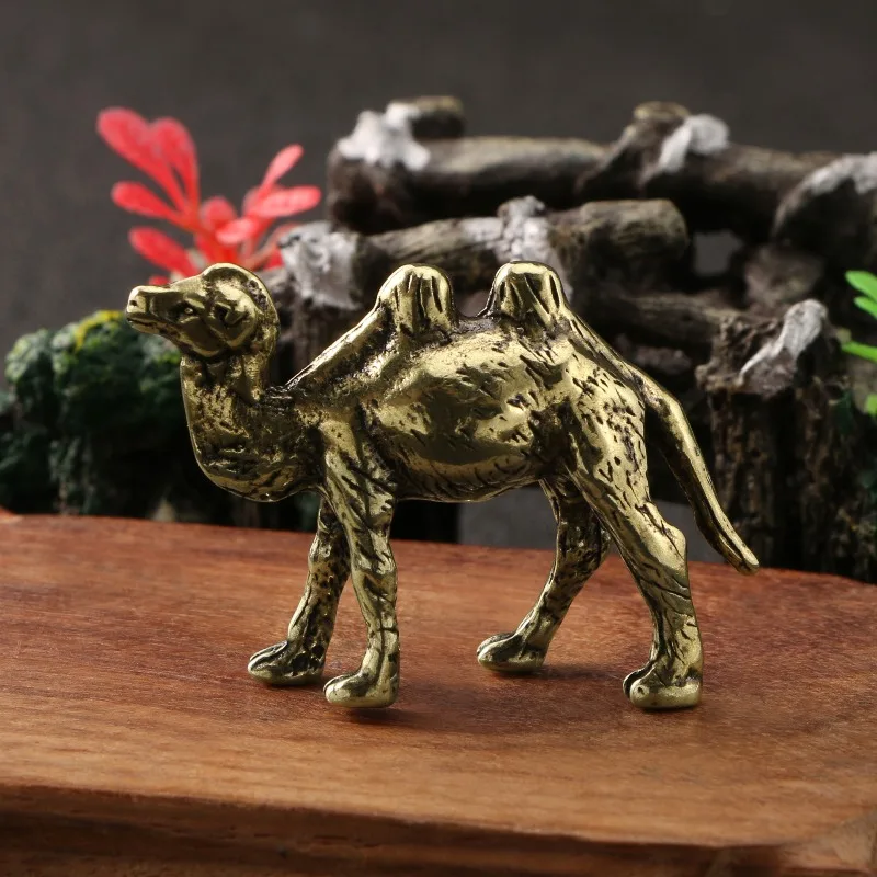 1 Stück Massivmessing Kamel-Figur Tee-Deko Schreibtisch-Ornament Heim- und Bürodekoration Wohnzimmer-Dekor Kupfer Tier-Kunsthandwerk Sammlerstück Geschenk
