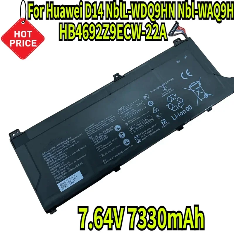 

7.64V 7330mAh HB4692Z9ECW-22A Laptop Battery for Huawei D14 NblL-WDQ9HN Nbl-WAQ9H NbIL-WFP9 NbDE-WFH9