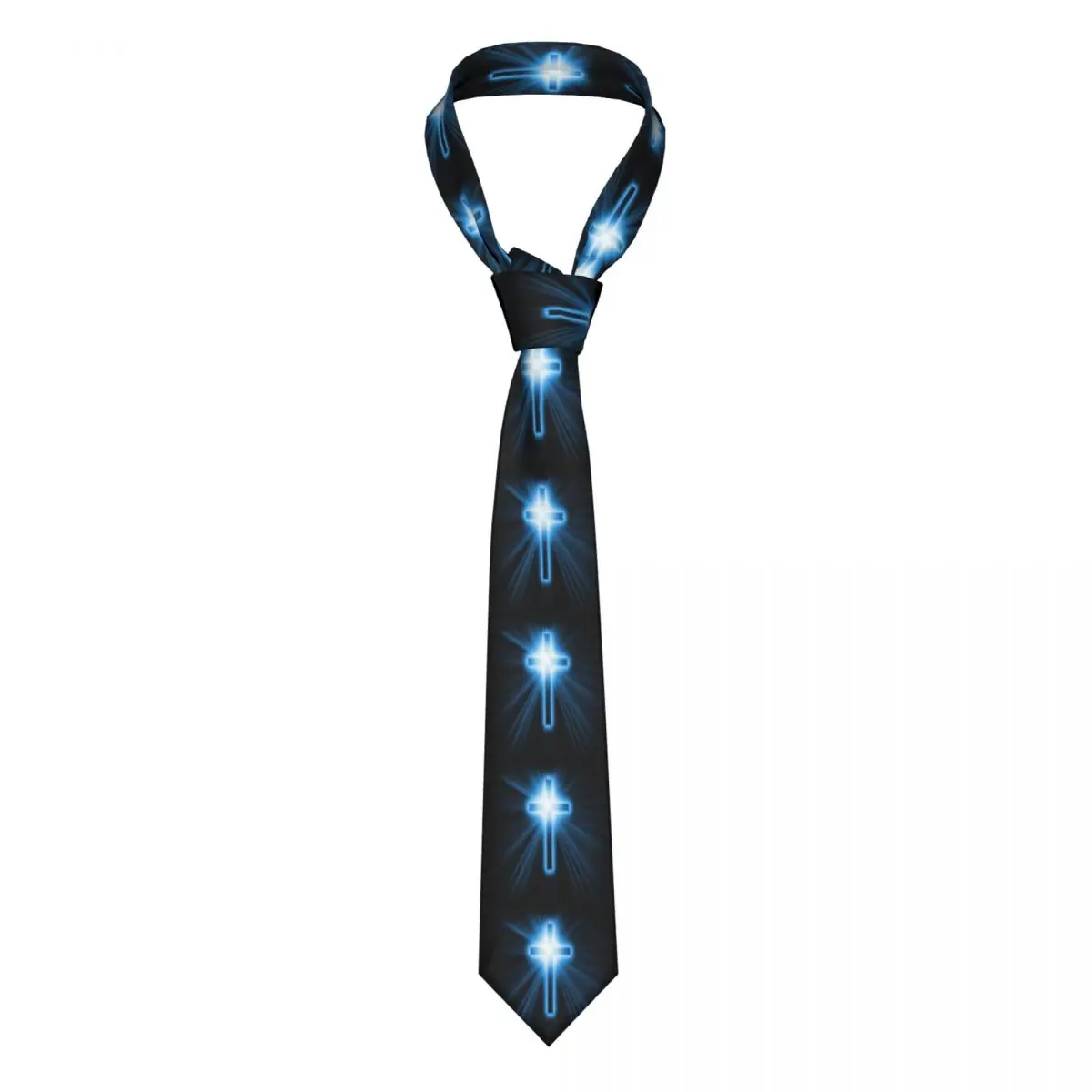 Fashion Christian Religious Jesus Neck Tie Men\'s Custom Silk Catholic Cross Neckties for Office Gravatas