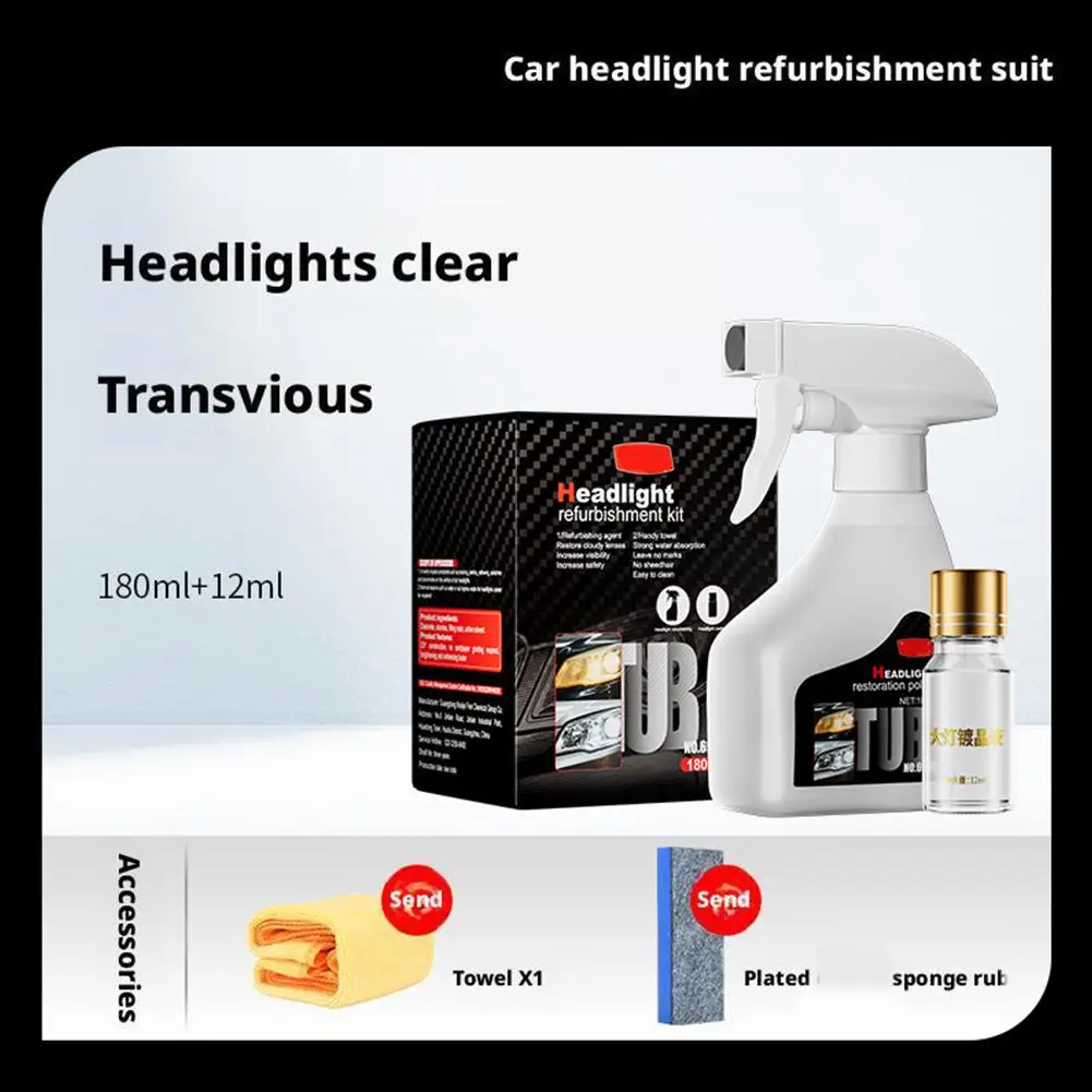 Car Headlight Restoration Kit with Scratch Repair Wax 2in1 Solution for Yellowing Fogging Removal Paint Protection 10ml supple