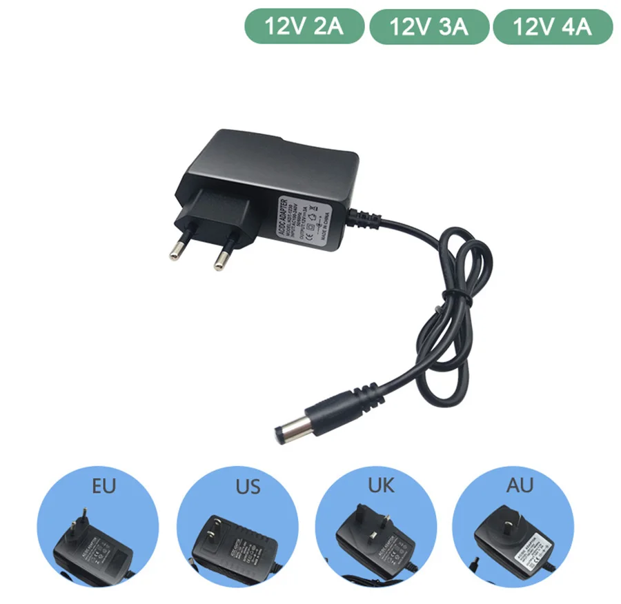 Fuente de alimentación de bloque gordo, unidad adaptadora de corriente de 12V, 5A, 6A, 1A, 4A, 3A, CC, 8A, controlador de tira Led, Transformador,